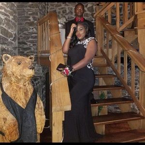 Long Black Formal Gown w/ Embellishments